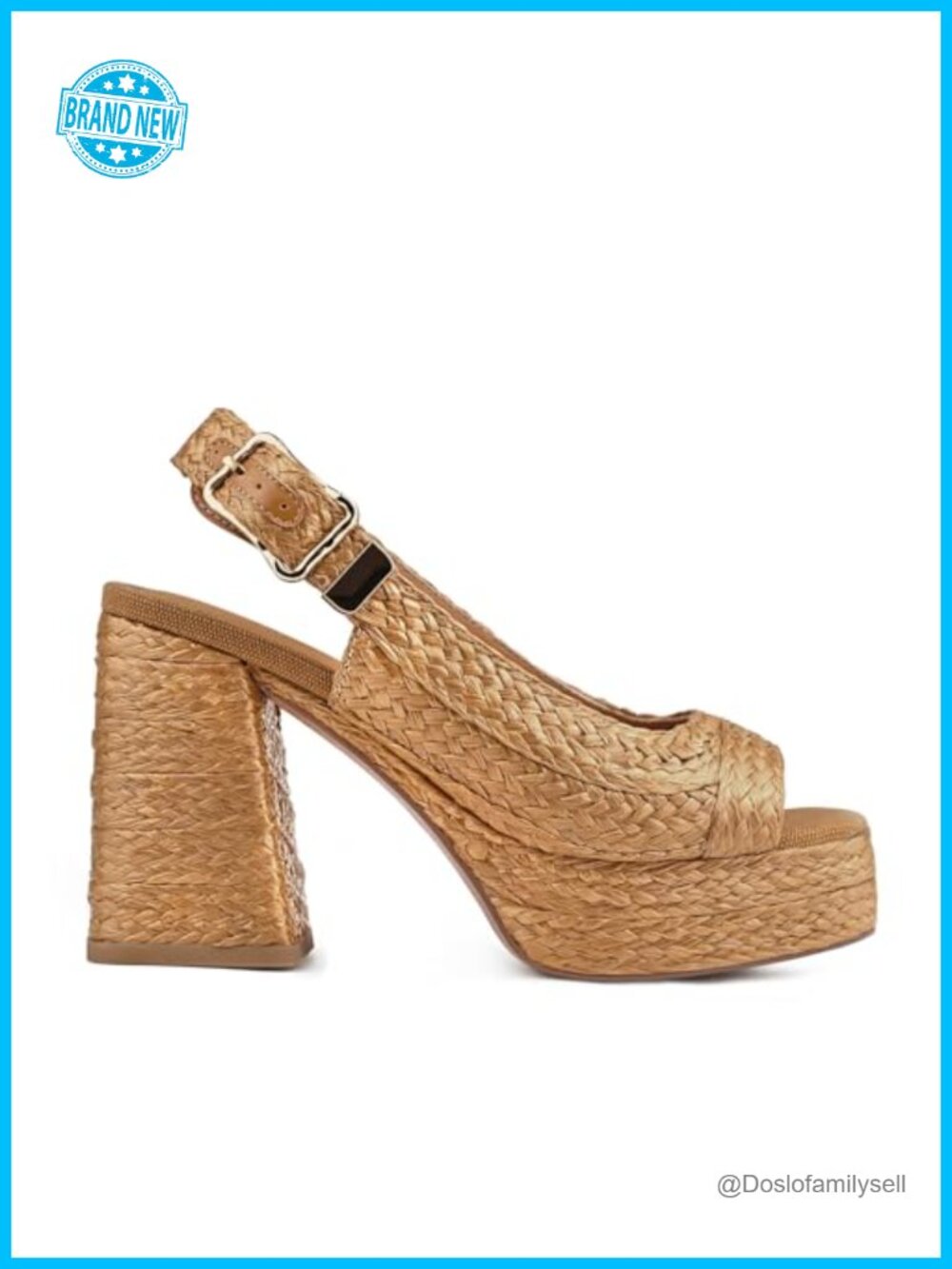 Women's Retro Woven Platform Sandals Chunky Block Heel Slingback